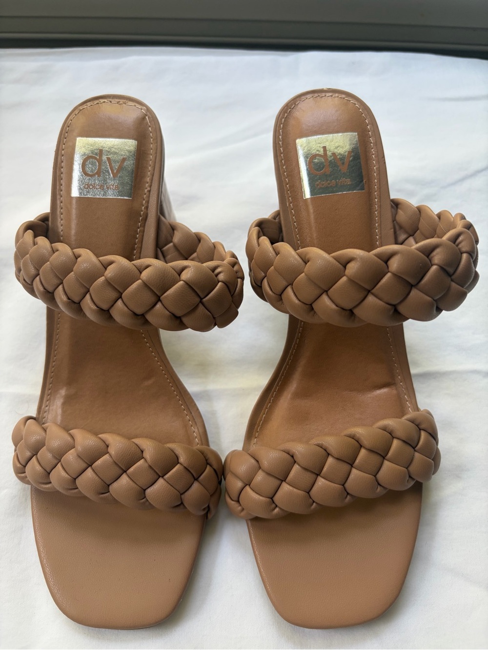 DV by Dolce Vita Braided Double-Strap Tan Slide sandals size 8.5